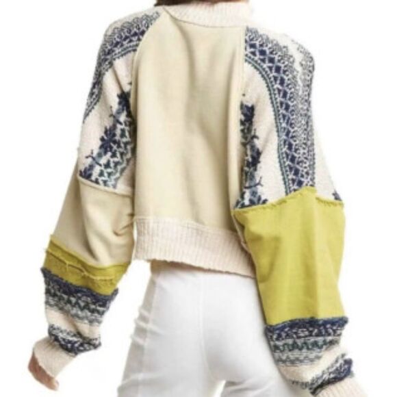 Free People Aspen Graphic Knit Half-Zip Pullover Sweatshirt- Mountain Combo - Picture 4 of 8